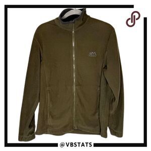 Tianke Core Men's Full Zip Fleece Long Sleeve Sweater Olive Green Size Large